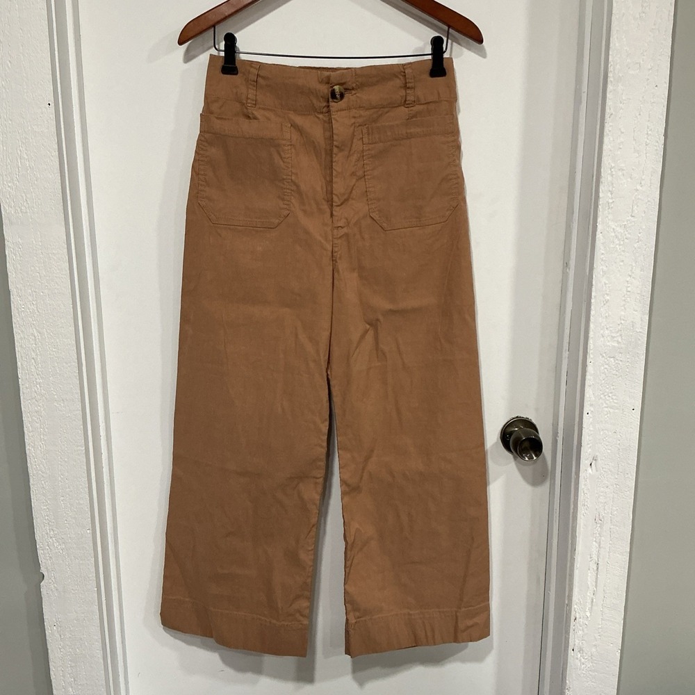 Anthropologie Maeve The Colette Linen Blend Crop Pants Wide Leg Size 30